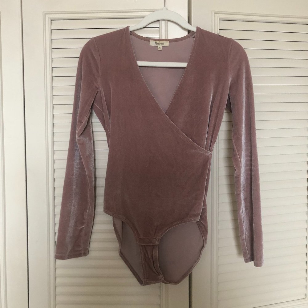 Madewell Blush Velvet Body Suit